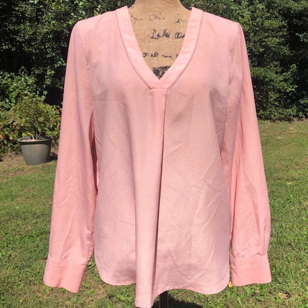 J. Crew V-Neck Blouse Pink Large
